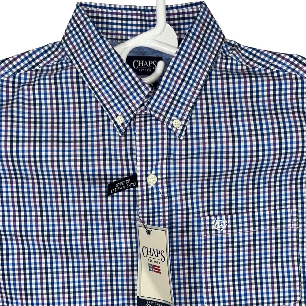 Chaps Mens Stretch Easy Care Long‎ Sleeve Button Down Shirt Deep Lavender Small